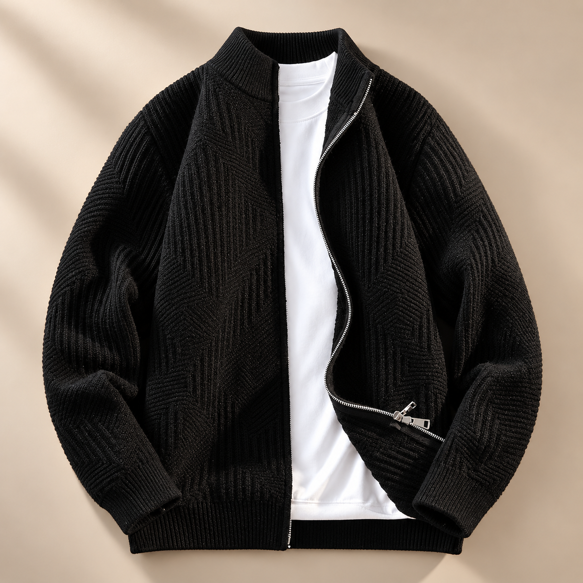 Jacob Textured Zip Front Cardigan