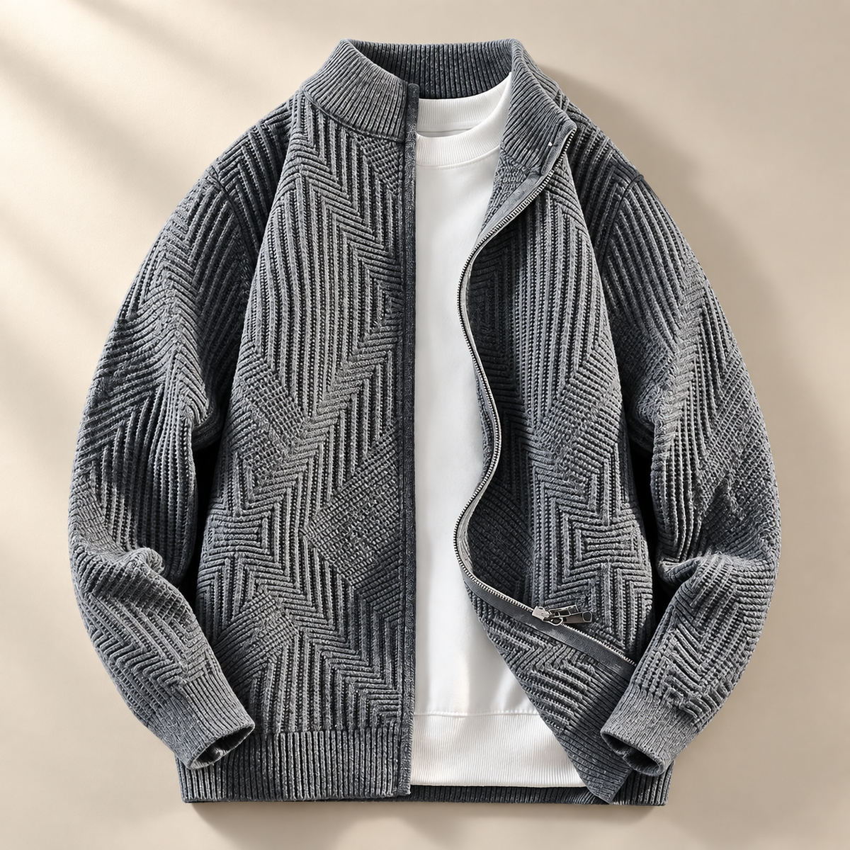 Jacob Textured Zip Front Cardigan