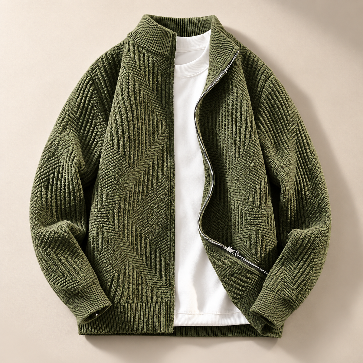Jacob Textured Zip Front Cardigan