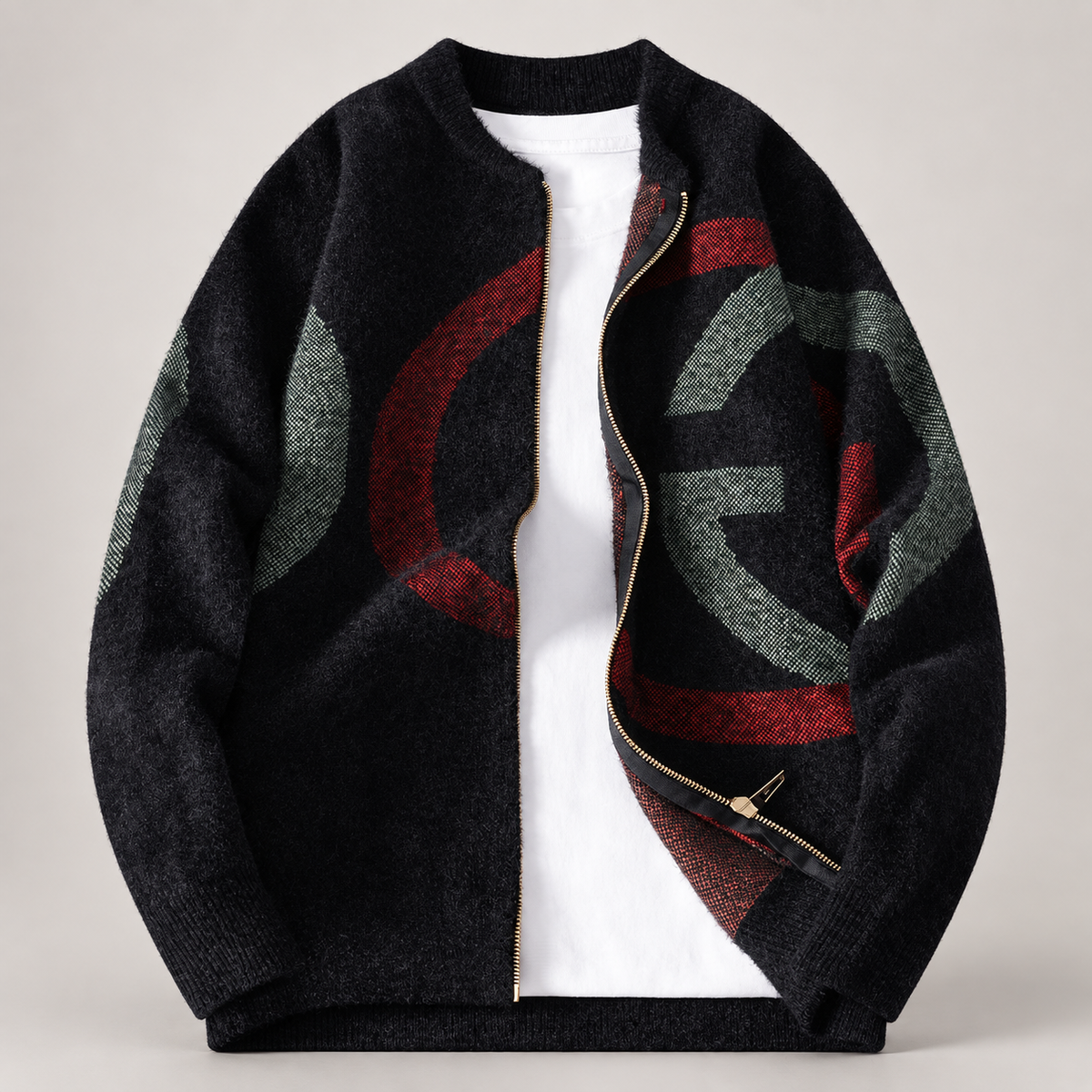 Julian Abstract Pattern Zip Knit Cardigan