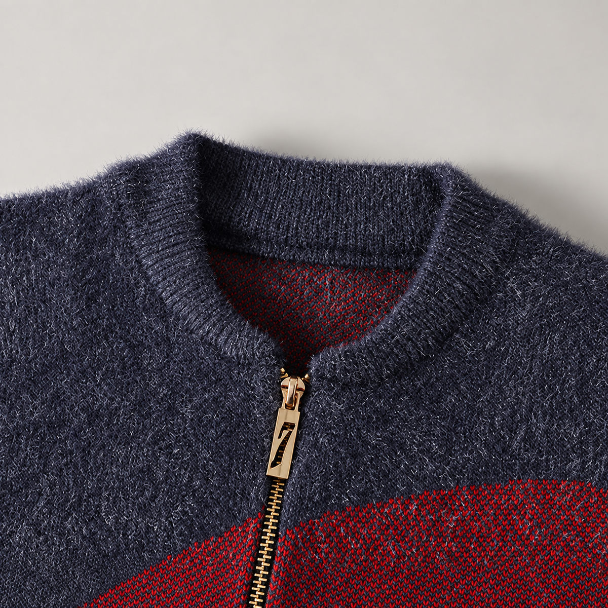 Julian Abstract Pattern Zip Knit Cardigan