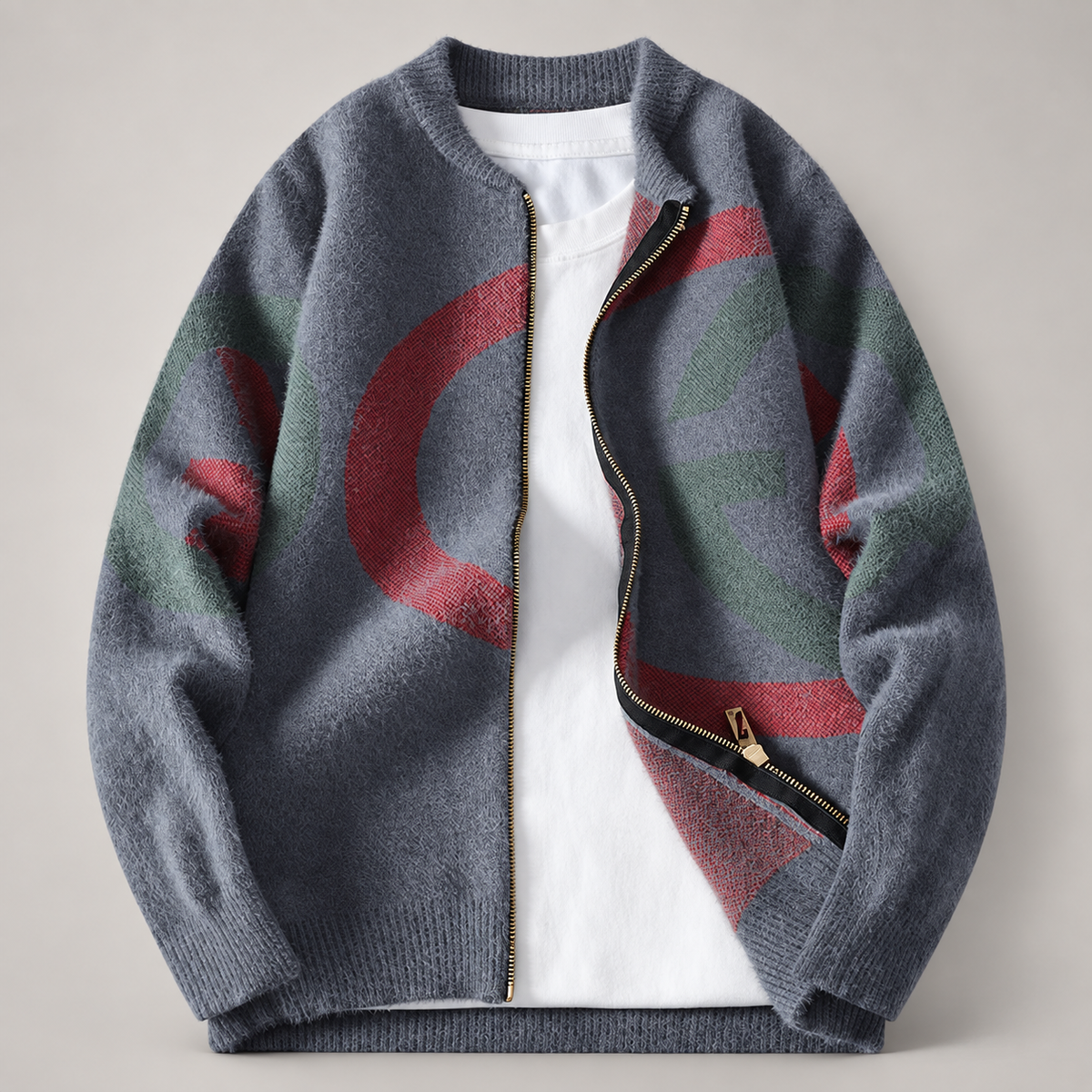 Julian Abstract Pattern Zip Knit Cardigan
