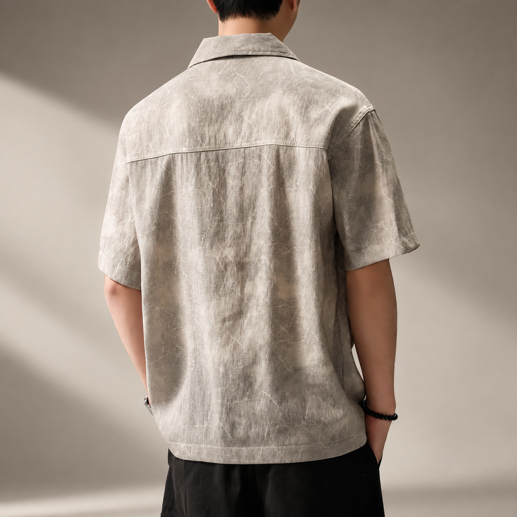Julian Men's Marble Print Half-Zip Casual Shirt