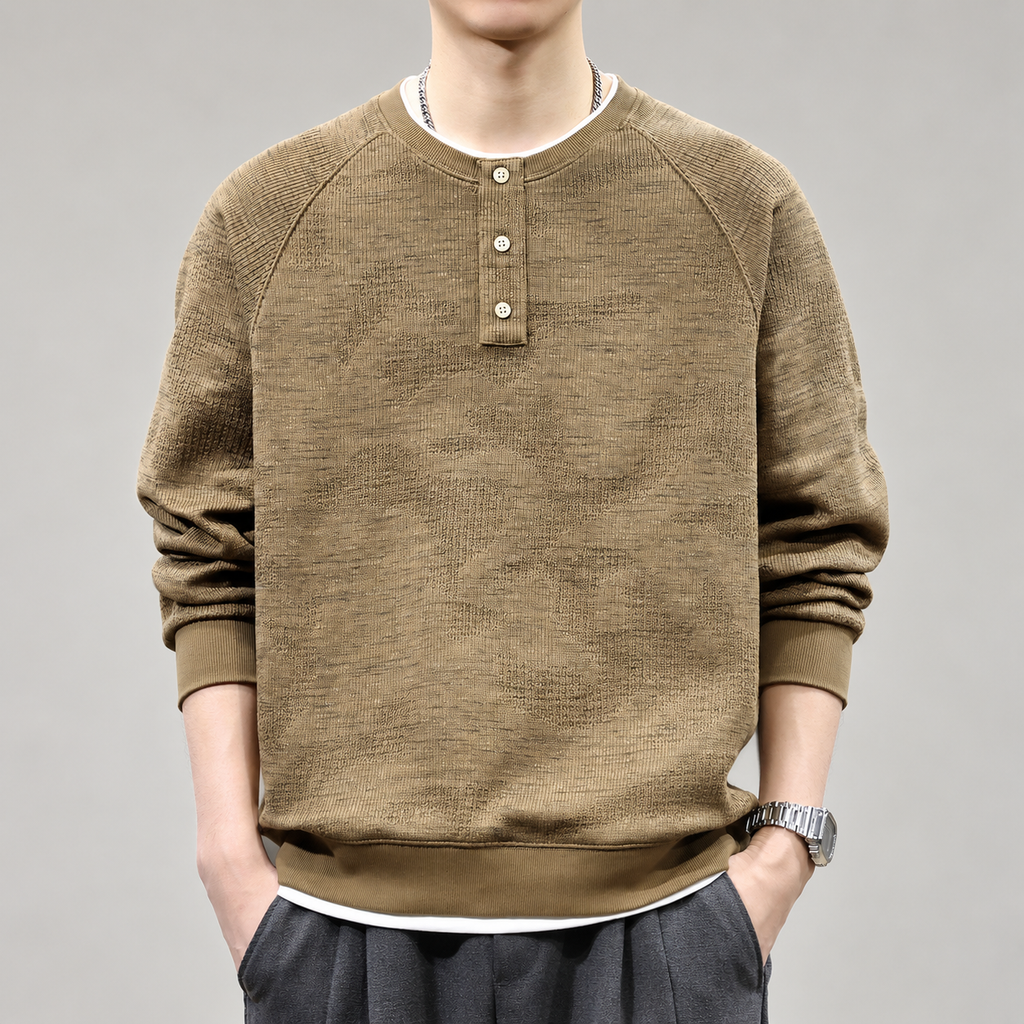 Raffaele Men’s Three-Button Raglan Pullover