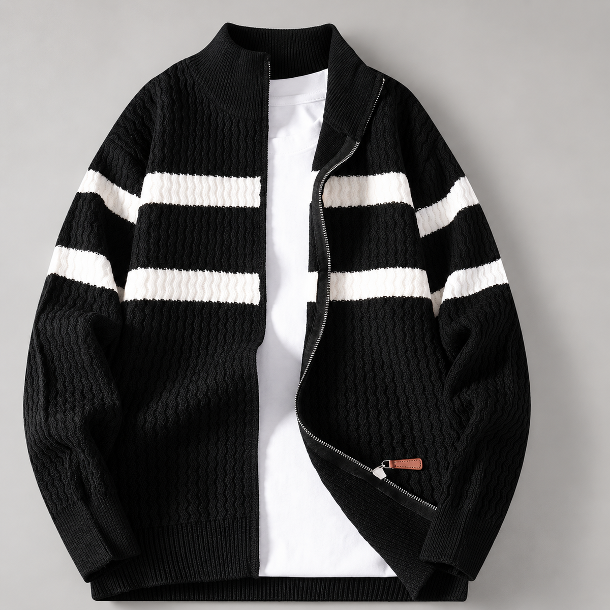 Kingston Men’s Textured Stripe Zip Cardigan