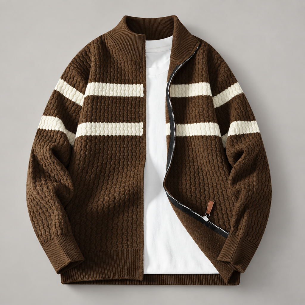 Kingston Men’s Textured Stripe Zip Cardigan