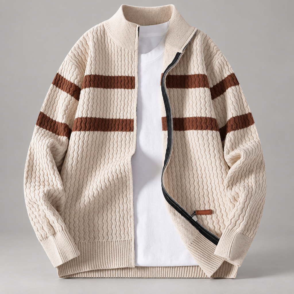Kingston Men’s Textured Stripe Zip Cardigan