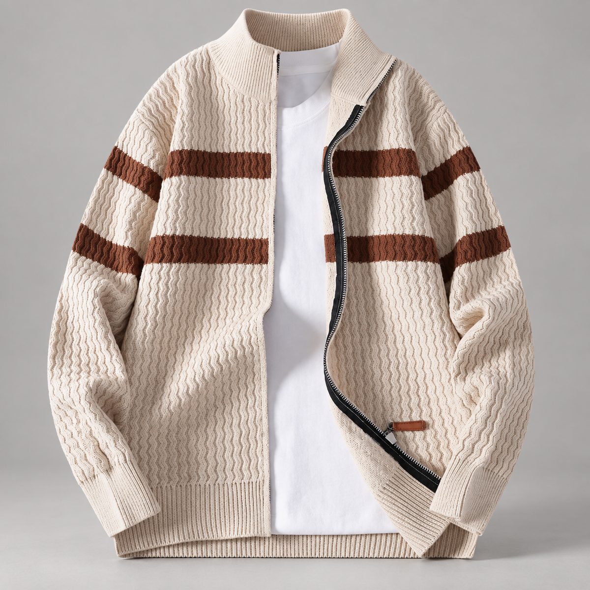 Kingston Men’s Textured Stripe Zip Cardigan