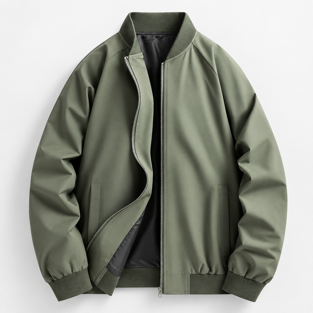 Kingston Men’s Ribbed Collar Zip-Up Bomber Jacket