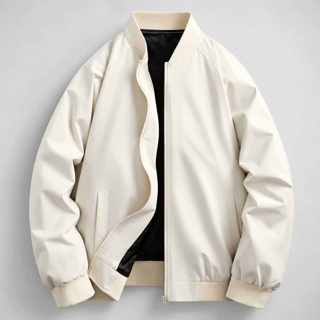 Kingston Men’s Ribbed Collar Zip-Up Bomber Jacket