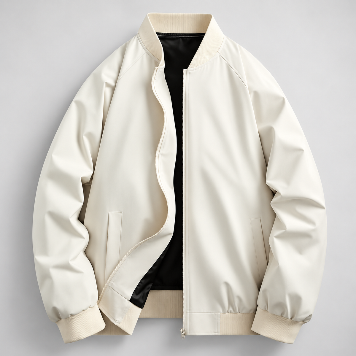 Kingston Men’s Ribbed Collar Zip-Up Bomber Jacket