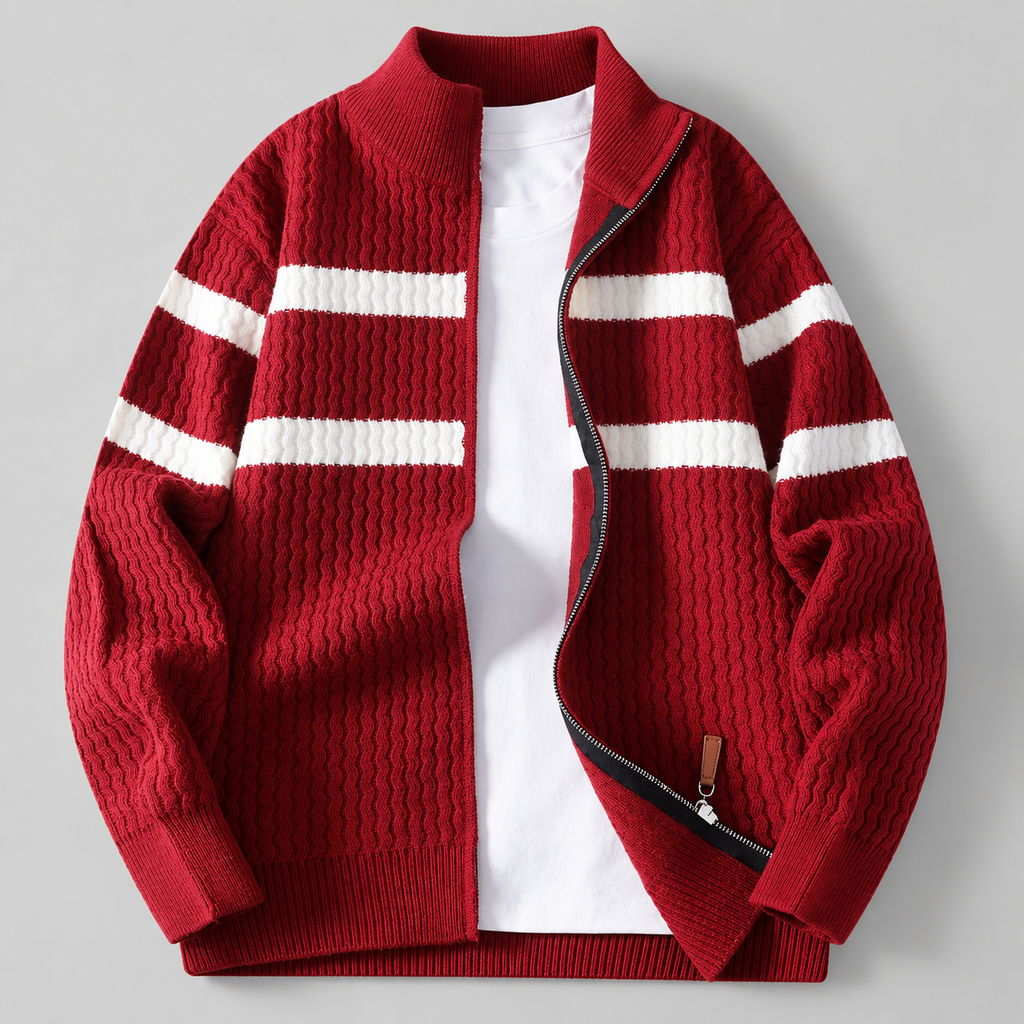 Kingston Men’s Textured Stripe Zip Cardigan