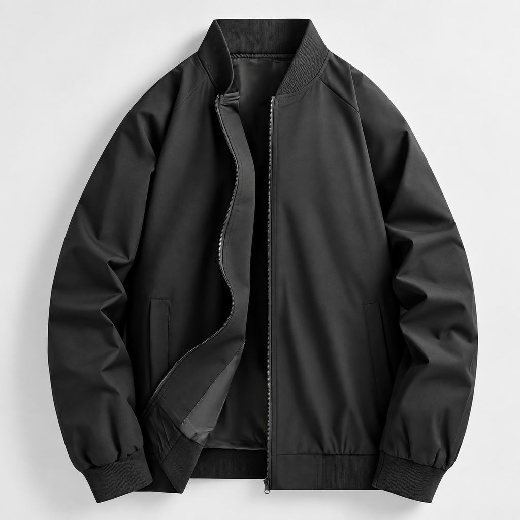 Kingston Men’s Ribbed Collar Zip-Up Bomber Jacket