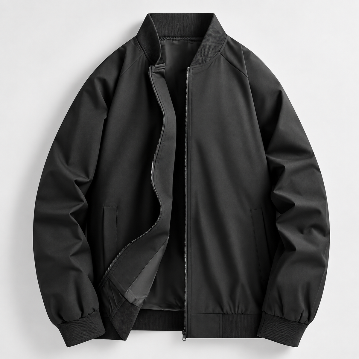 Kingston Men’s Ribbed Collar Zip-Up Bomber Jacket