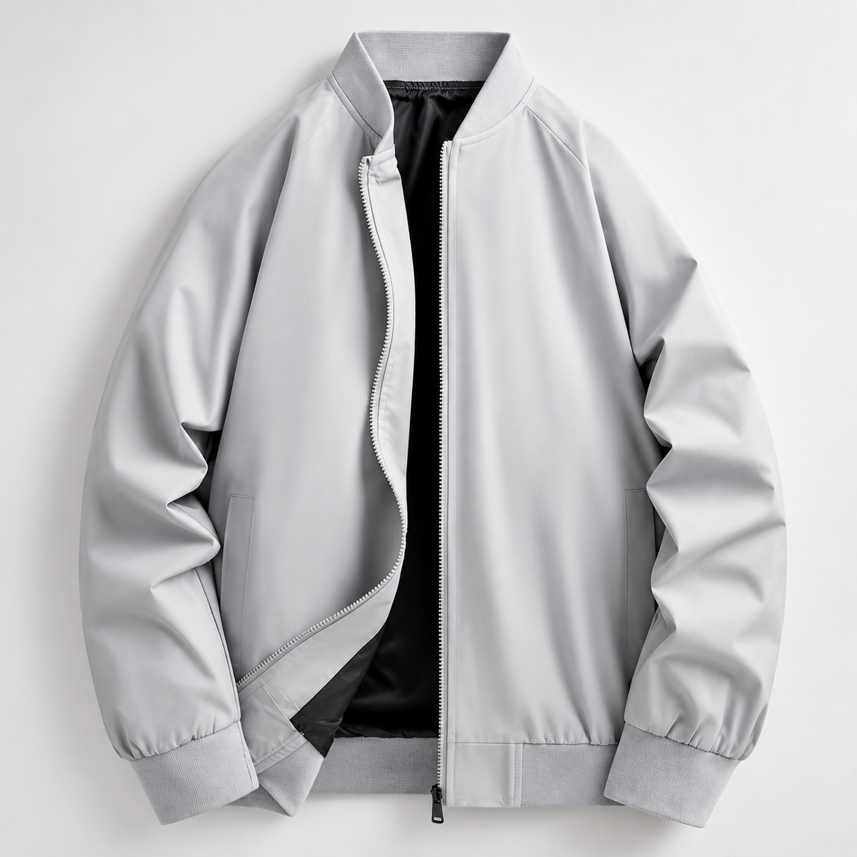 Kingston Men’s Ribbed Collar Zip-Up Bomber Jacket