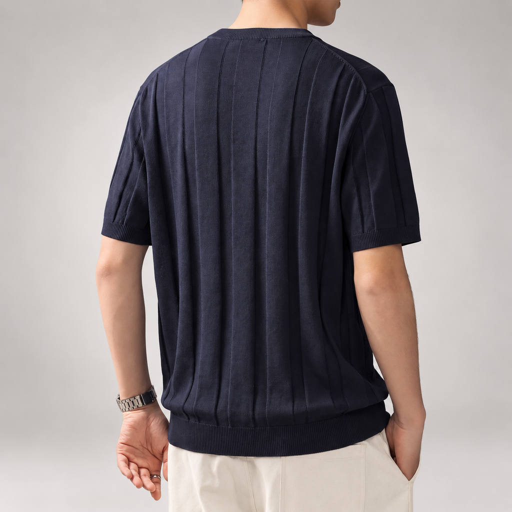Alistair Men’s Short Sleeve Ribbed Knit Henley Shirt