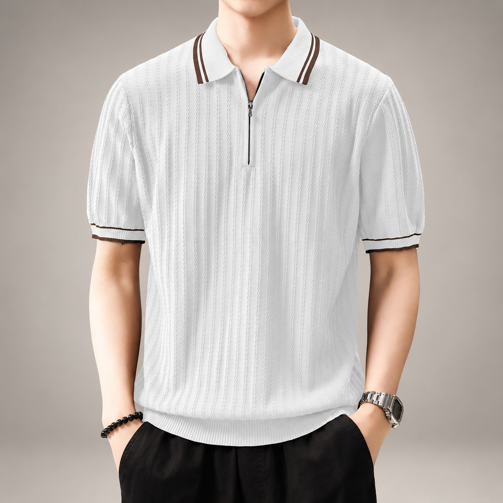 Fiorenzo Men’s Short Sleeve Knit Polo with Contrast Trim
