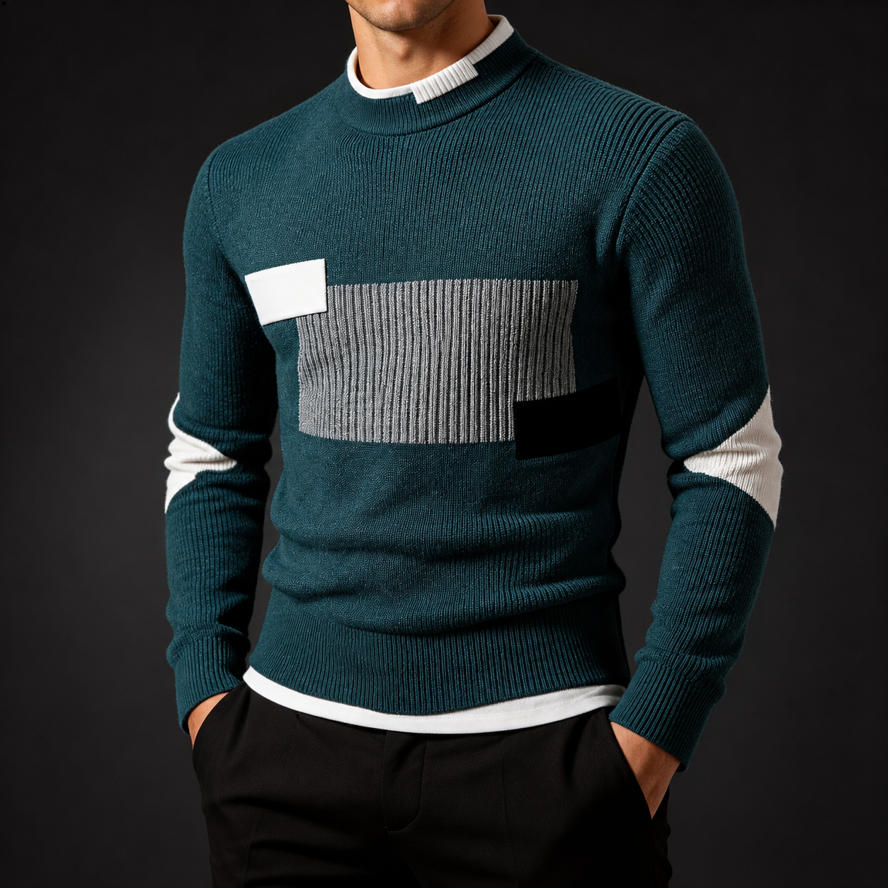 Landon Long Sleeve High Neck Knit Sweater
