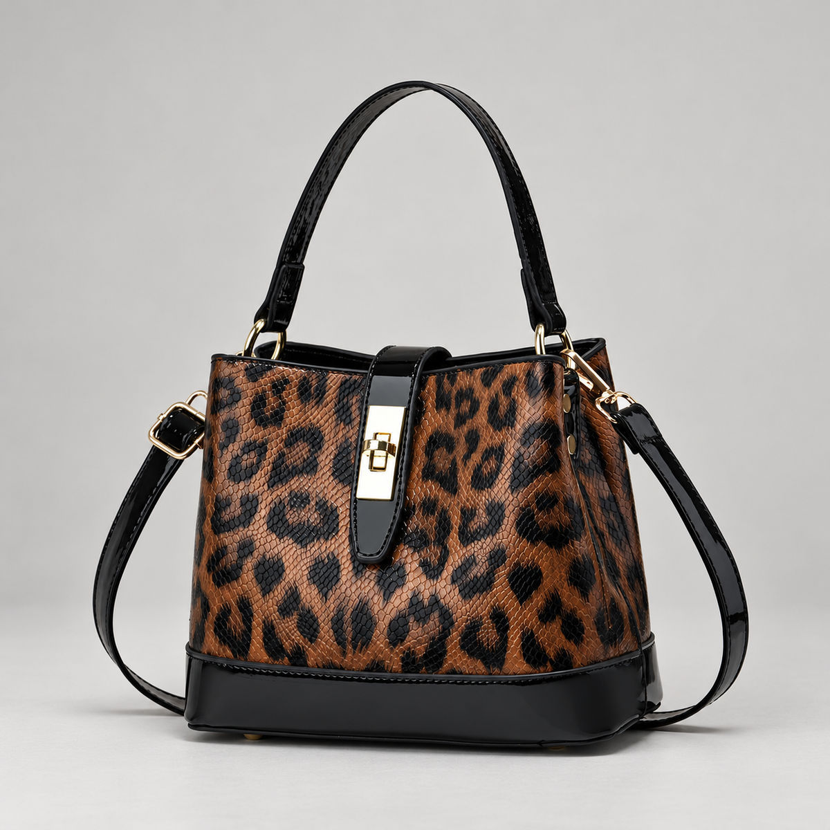 Sidonie Women’s Leopard Print Top Handle Bucket Bag