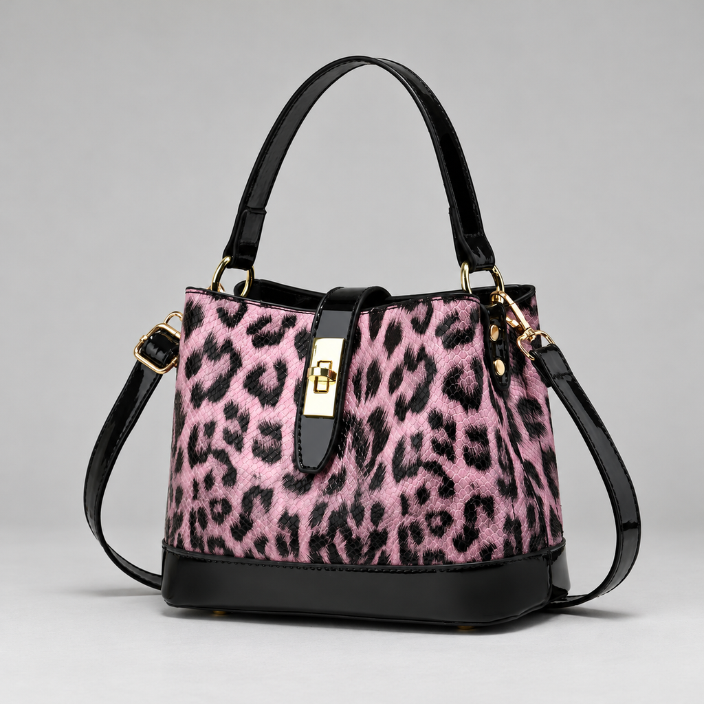 Sidonie Women’s Leopard Print Top Handle Bucket Bag