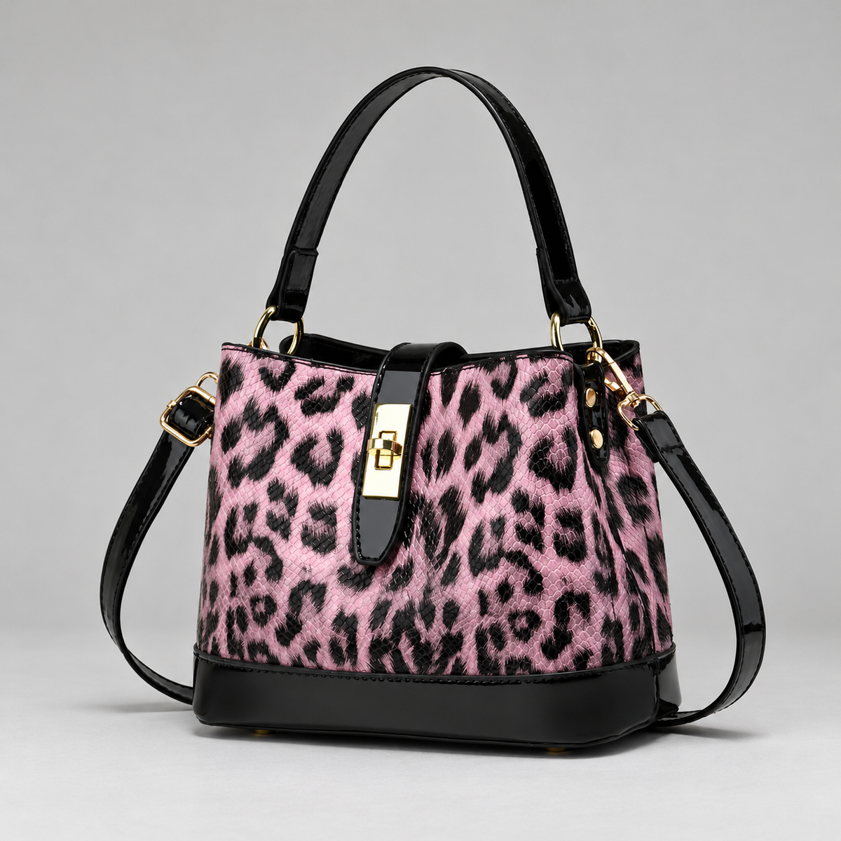 Sidonie Women’s Leopard Print Top Handle Bucket Bag
