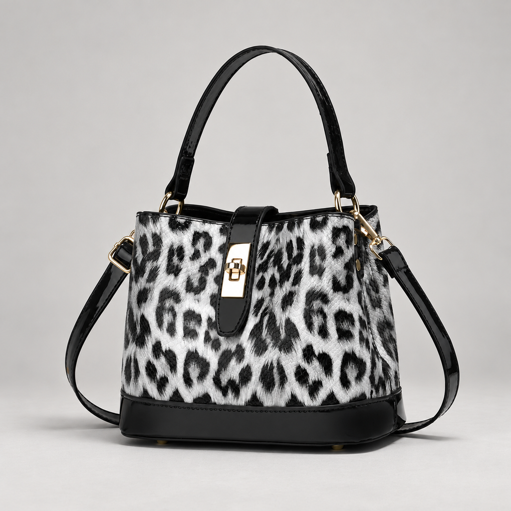 Sidonie Women’s Leopard Print Top Handle Bucket Bag