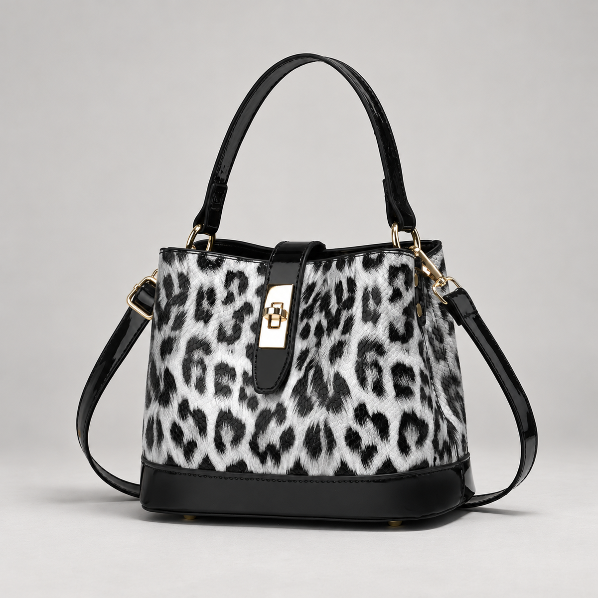 Sidonie Women’s Leopard Print Top Handle Bucket Bag