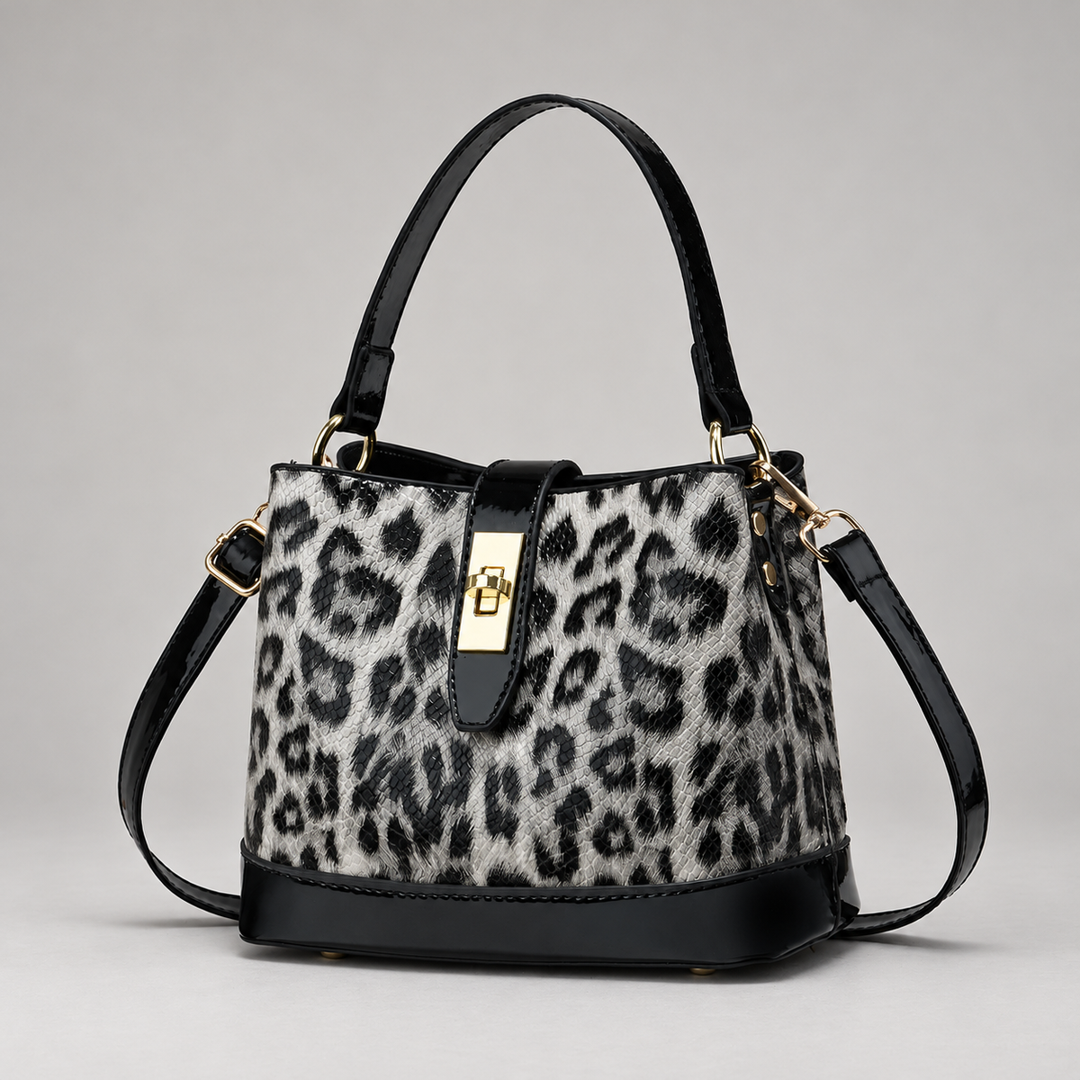 Sidonie Women’s Leopard Print Top Handle Bucket Bag