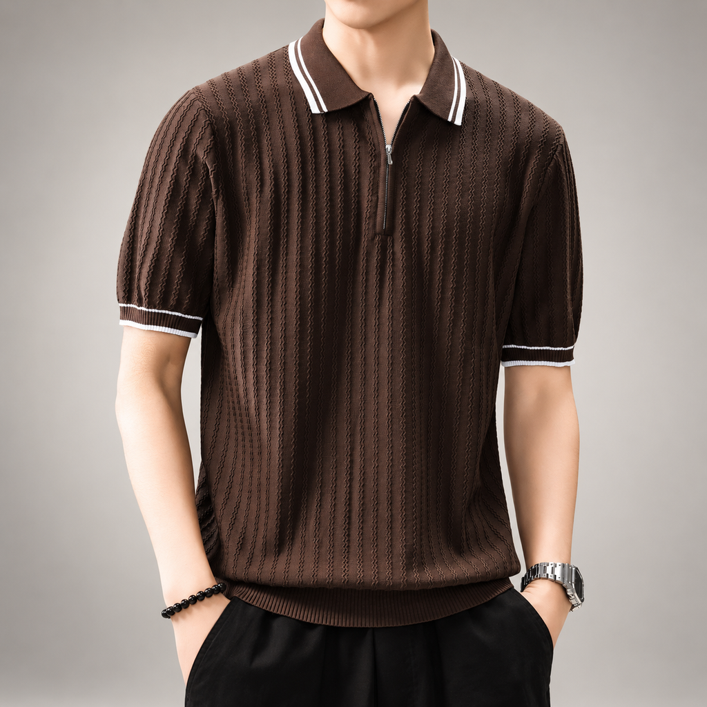 Fiorenzo Men’s Short Sleeve Knit Polo with Contrast Trim