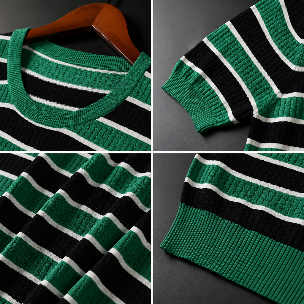 Logan Lightweight  Striped Knit T-Shirt