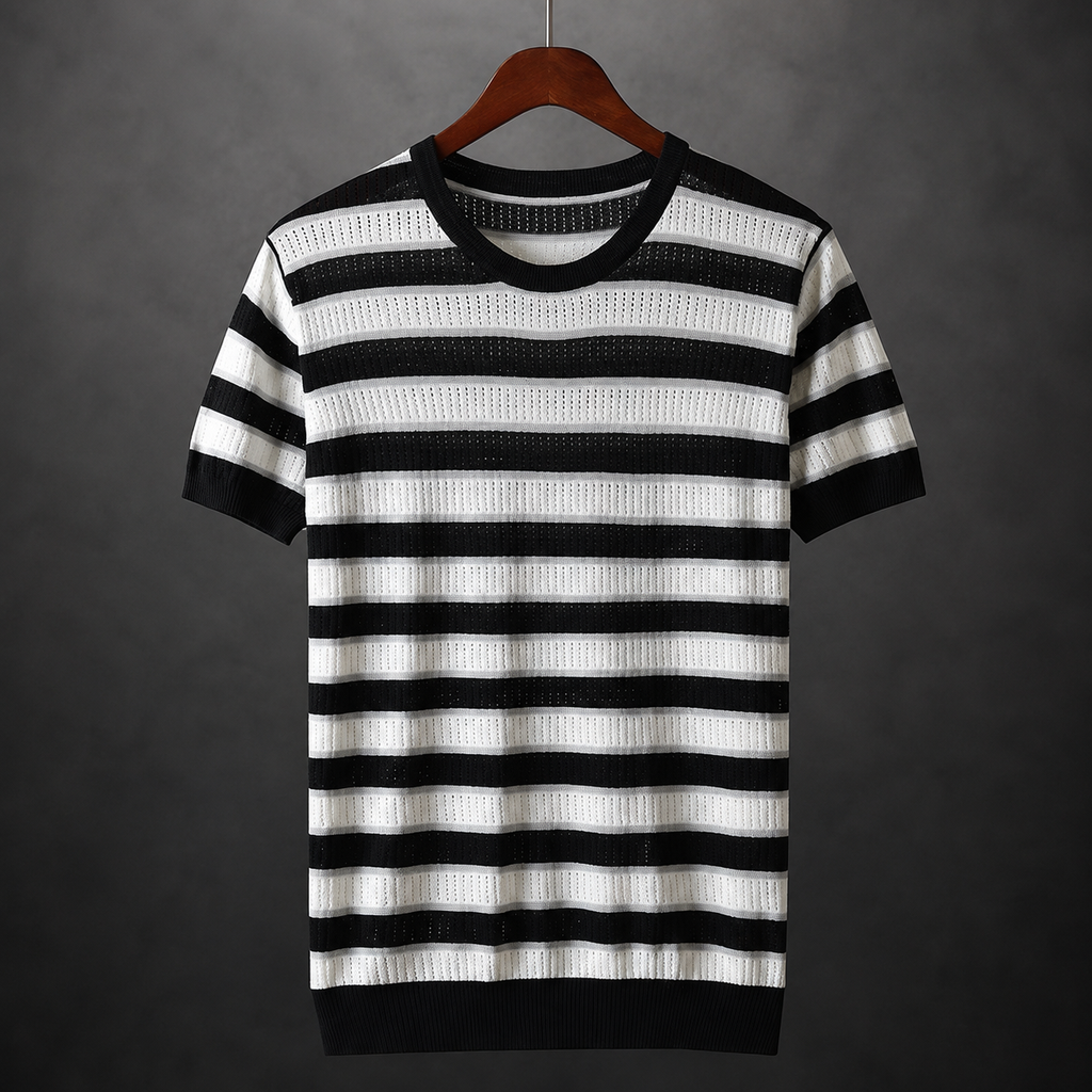 Logan Lightweight  Striped Knit T-Shirt