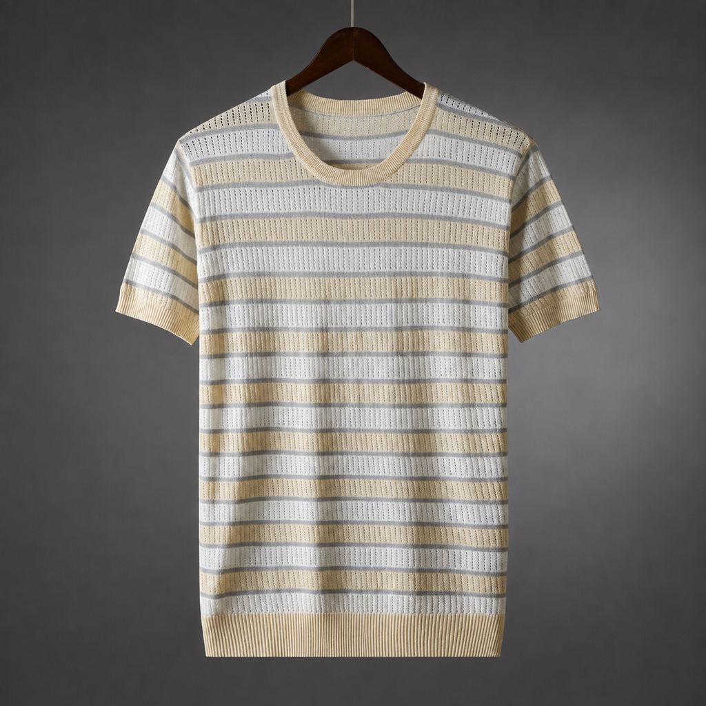 Logan Lightweight  Striped Knit T-Shirt
