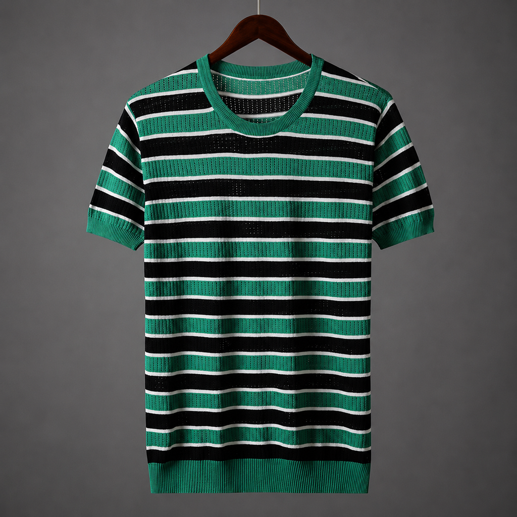 Logan Lightweight  Striped Knit T-Shirt