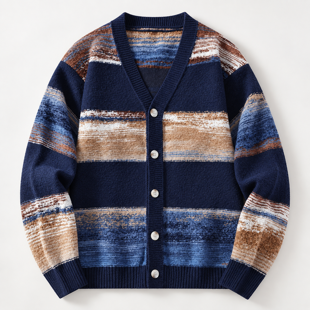 Lorenzo Marled Stripe Knit Cardigan