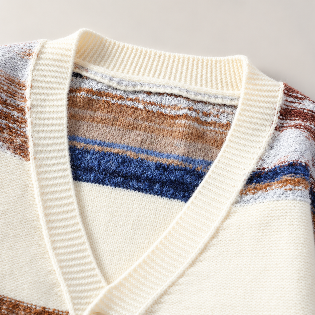 Lorenzo Marled Stripe Knit Cardigan
