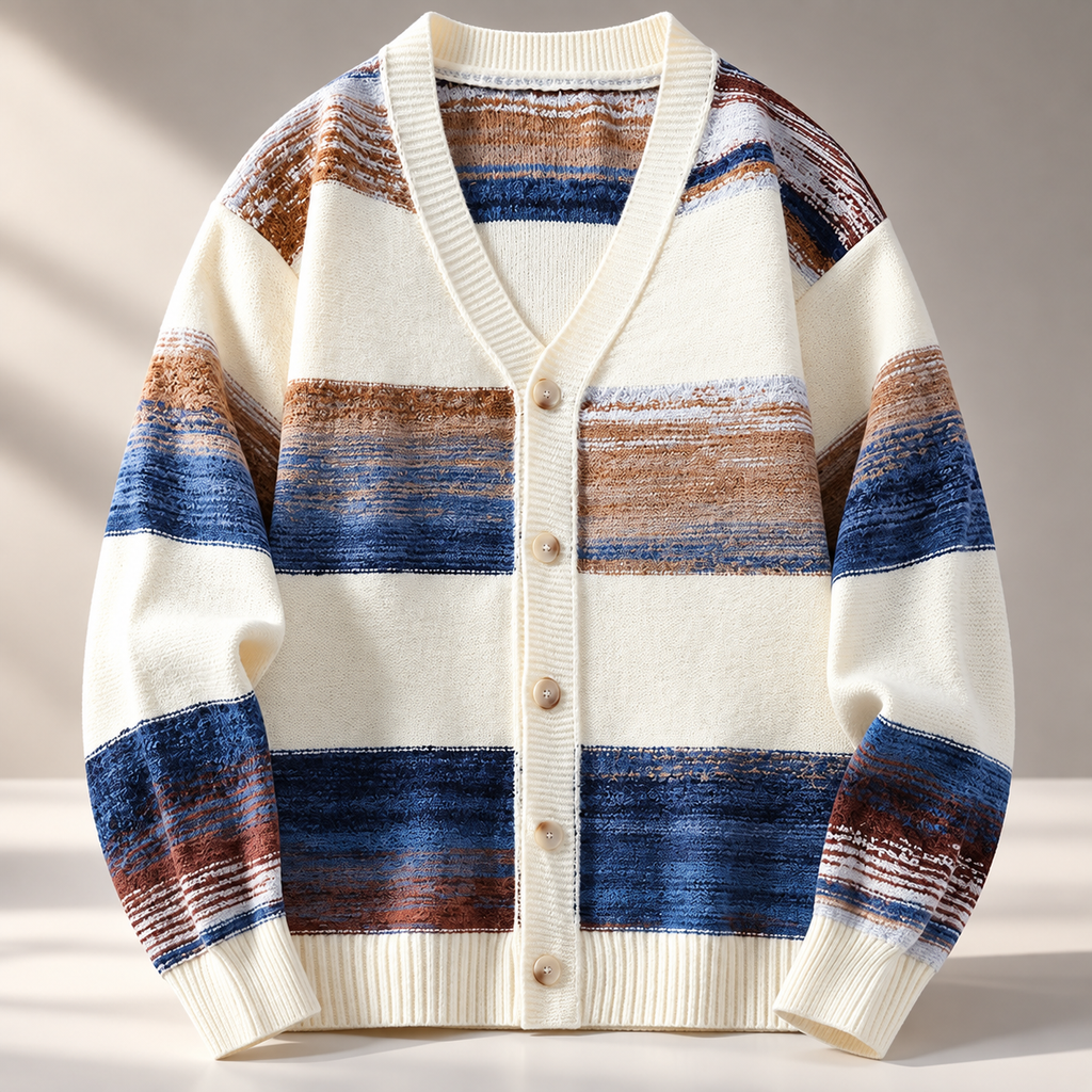 Lorenzo Marled Stripe Knit Cardigan