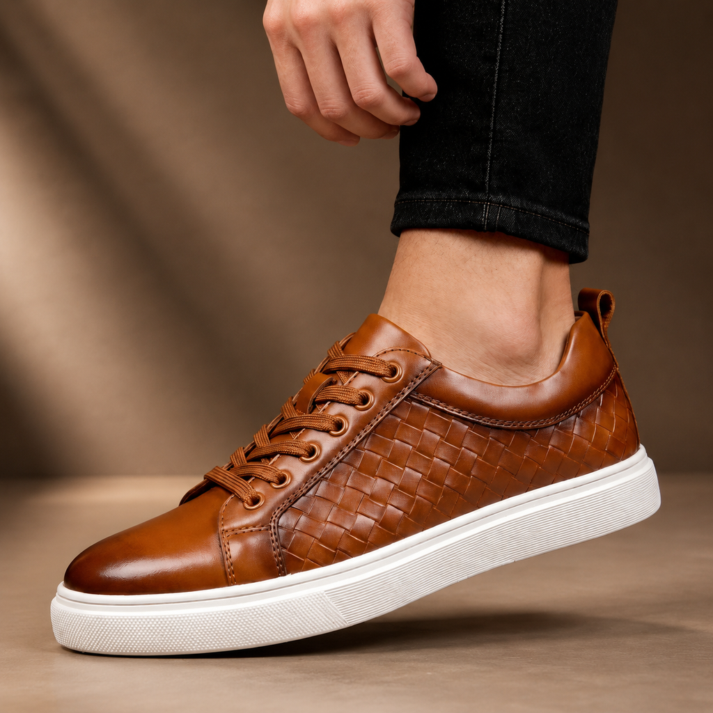 Luca Men’s Quilted Leather Sneakers – Lace-Up Platform Shoes