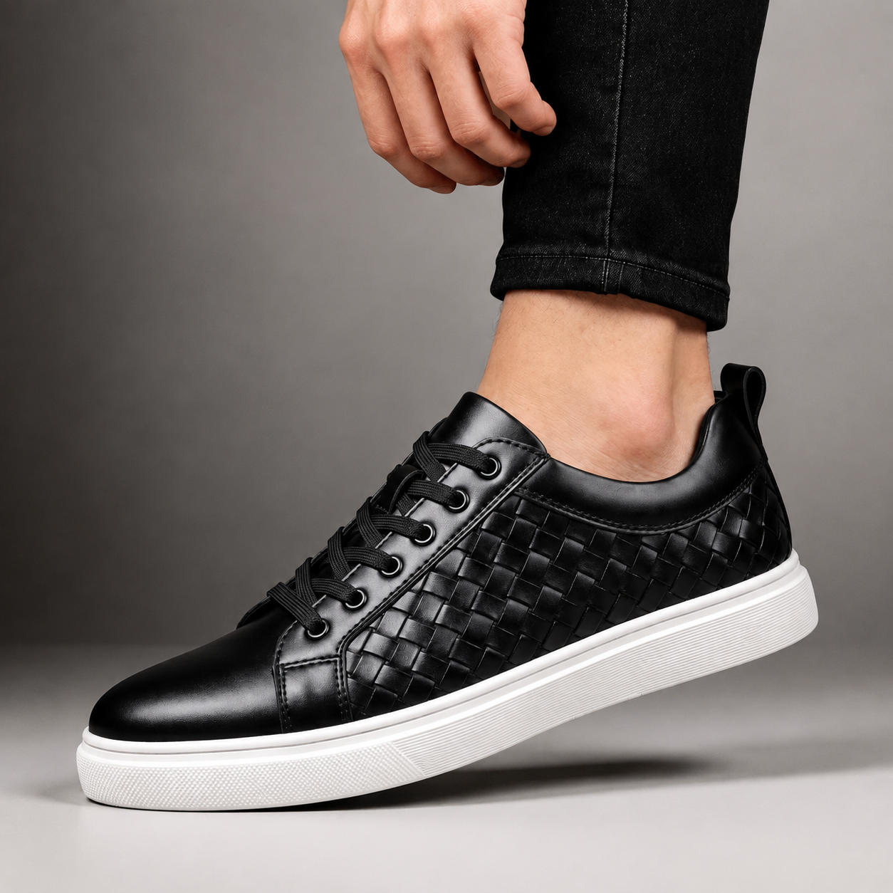 Luca Men’s Quilted Leather Sneakers – Lace-Up Platform Shoes