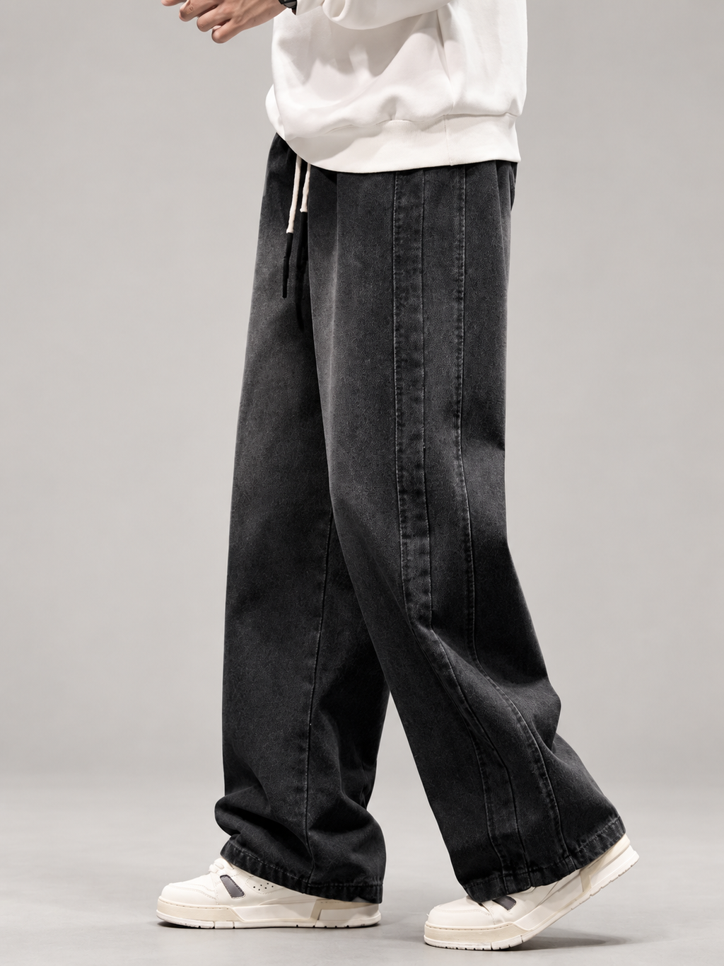 Lucien Men’s Drawstring Wide-Leg Panel Jeans