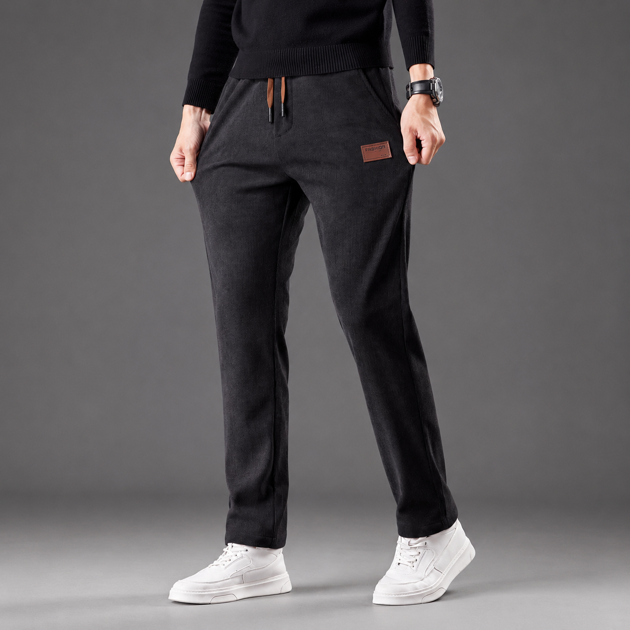 Mason Straight Leg Corduroy Drawstring Pants