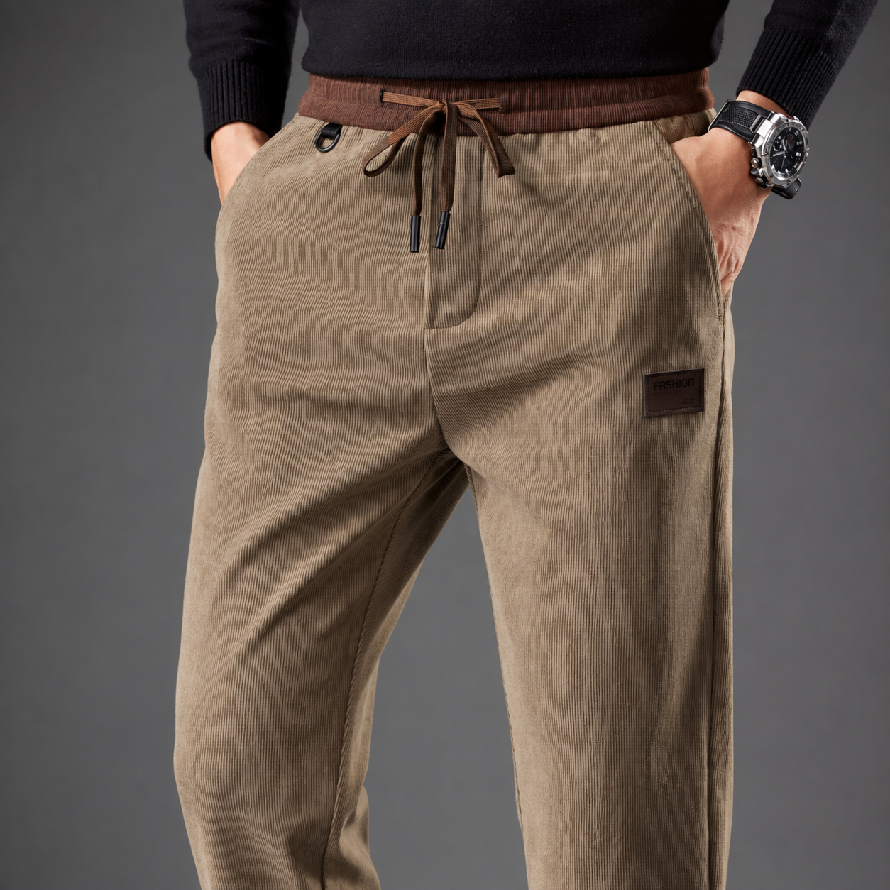 Mason Straight Leg Corduroy Drawstring Pants