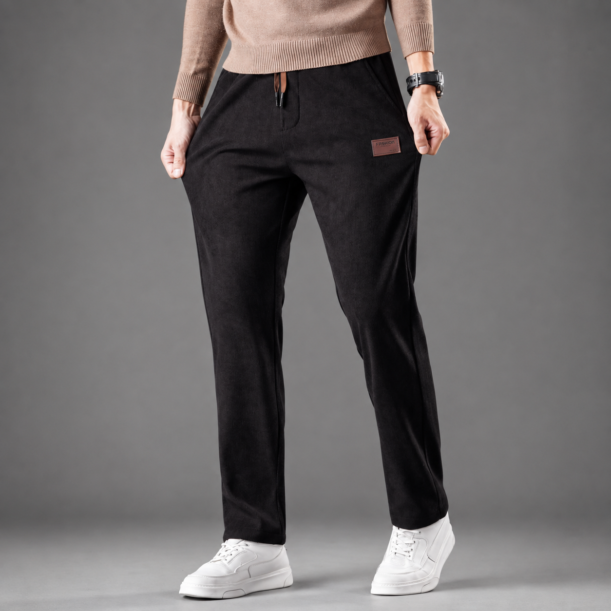 Mason Straight Leg Corduroy Drawstring Pants