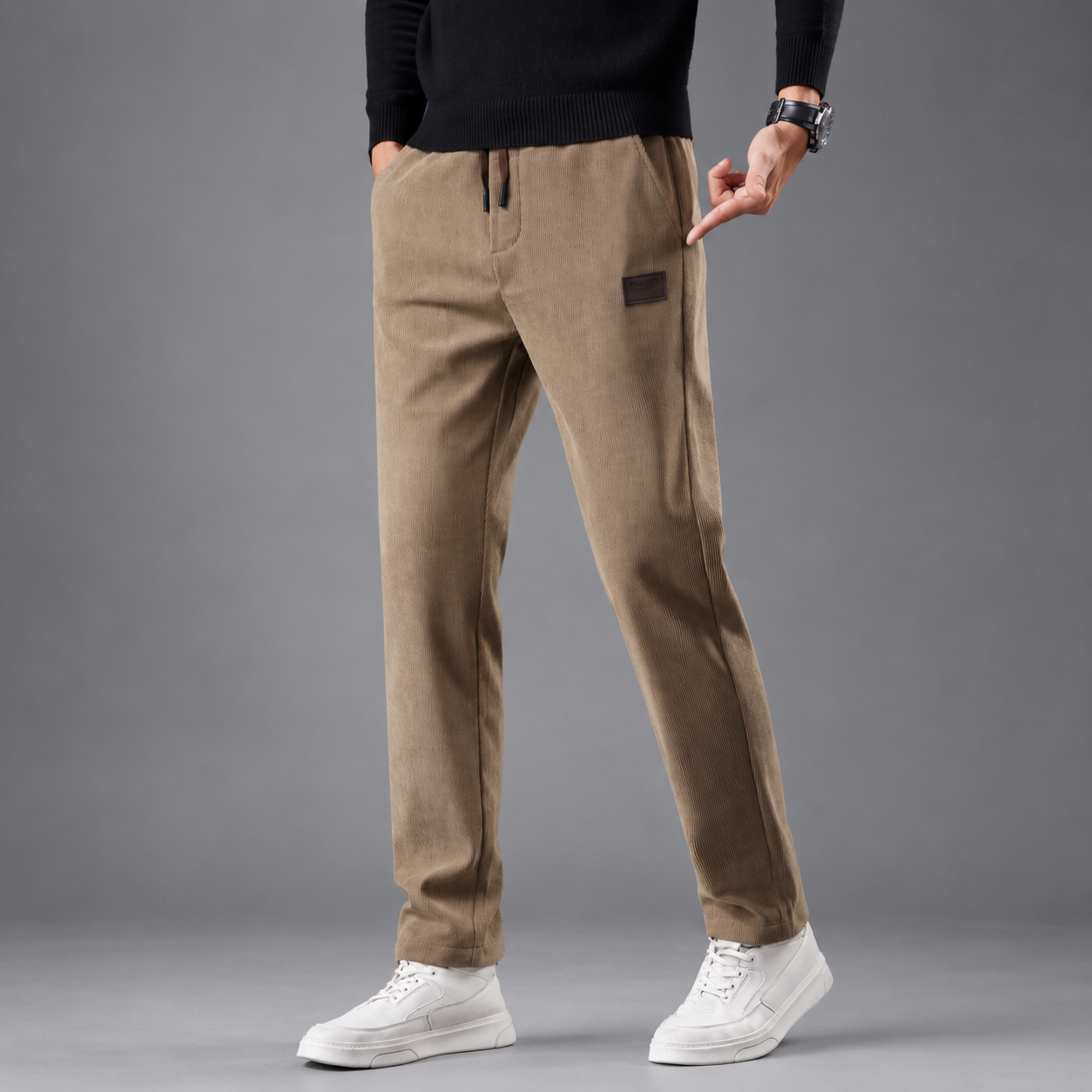 Mason Straight Leg Corduroy Drawstring Pants