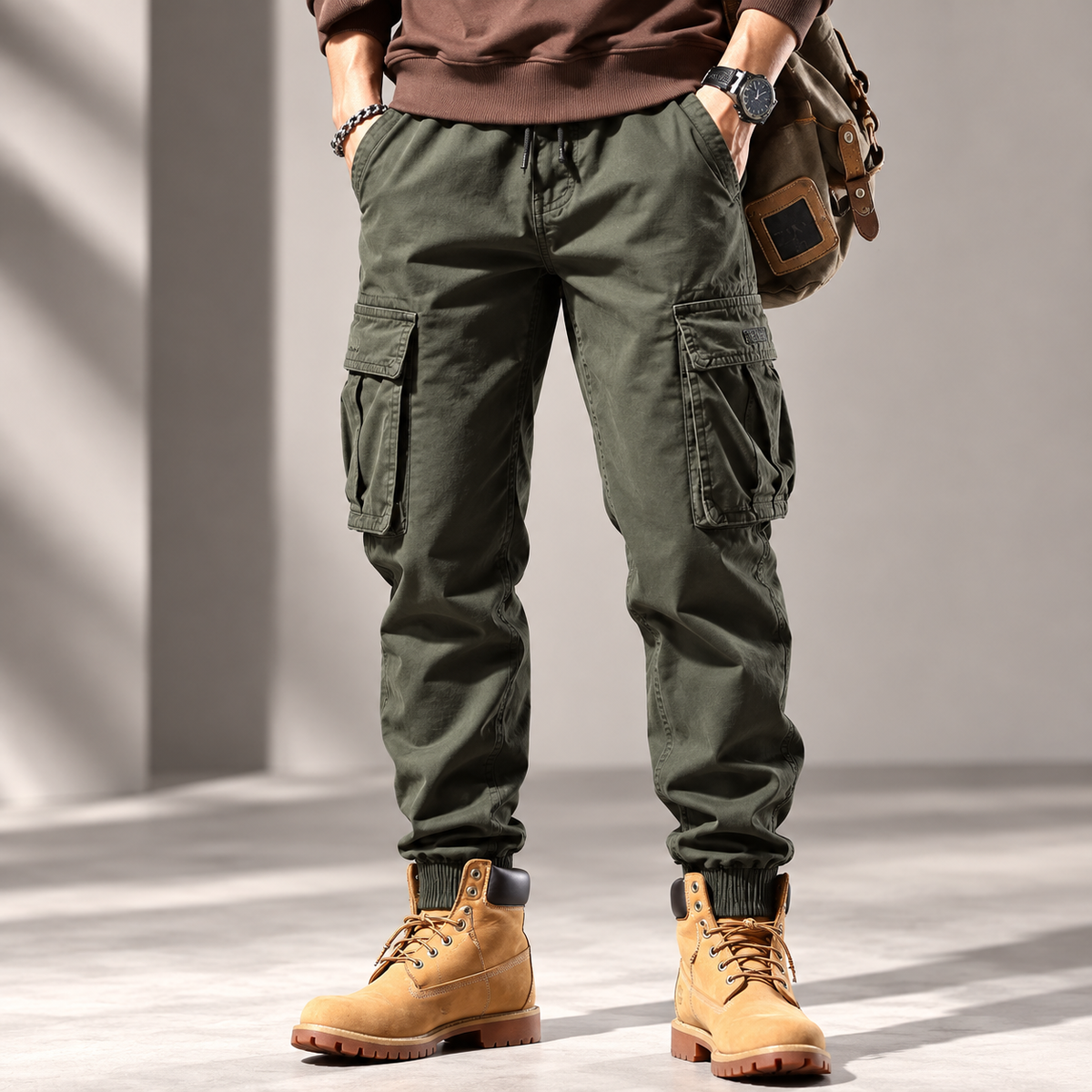 Matteo Multi-Pocket Utility Cargo Jogger Pants
