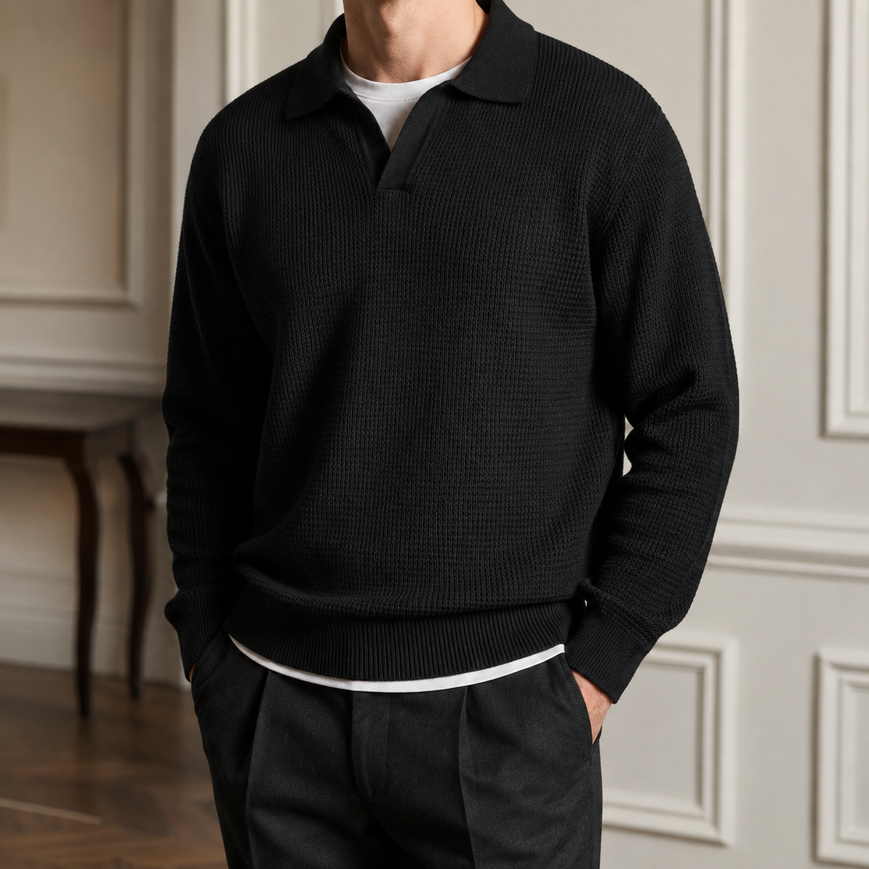 Matteo Structured Collar Knit Sweater for Men