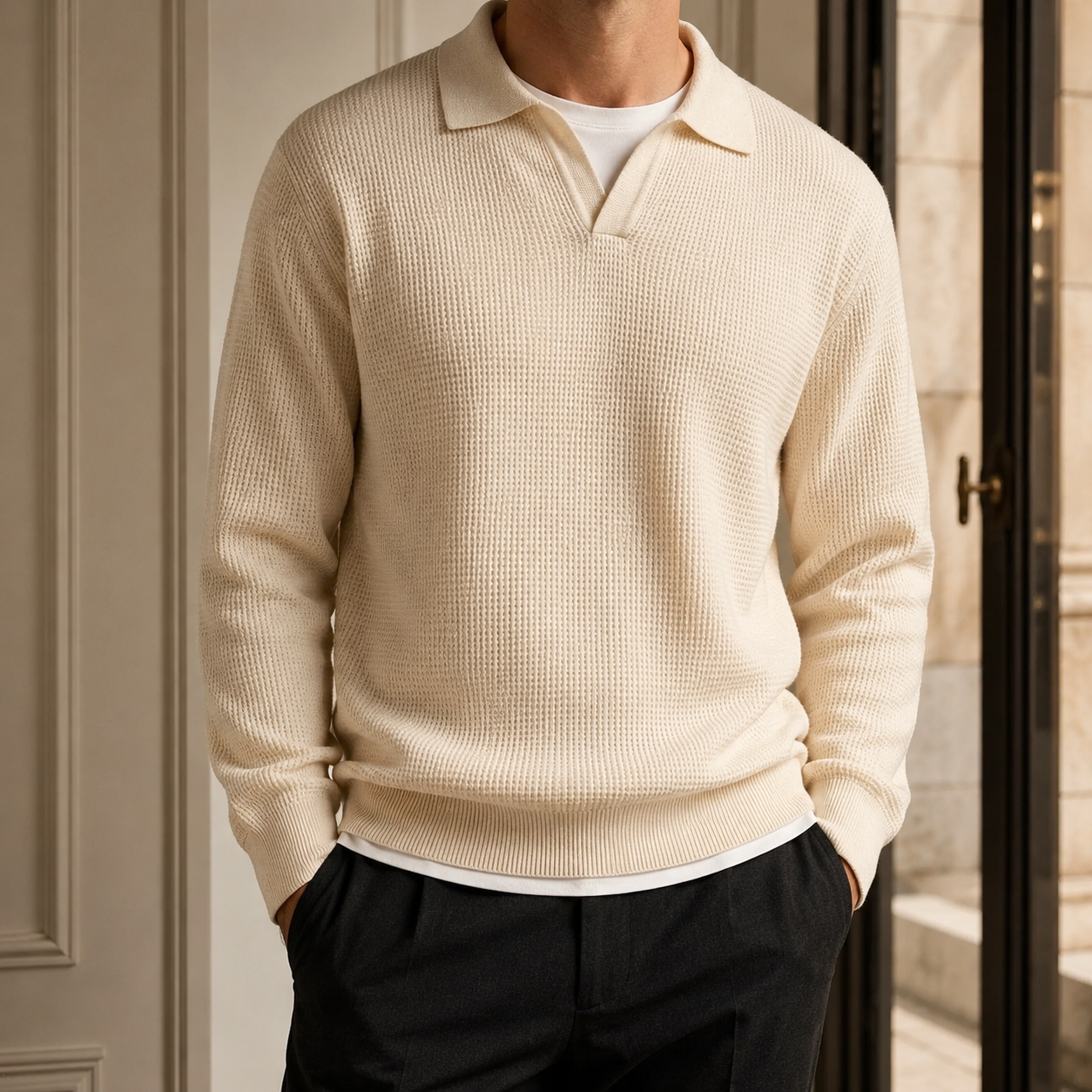 Matteo Structured Collar Knit Sweater for Men