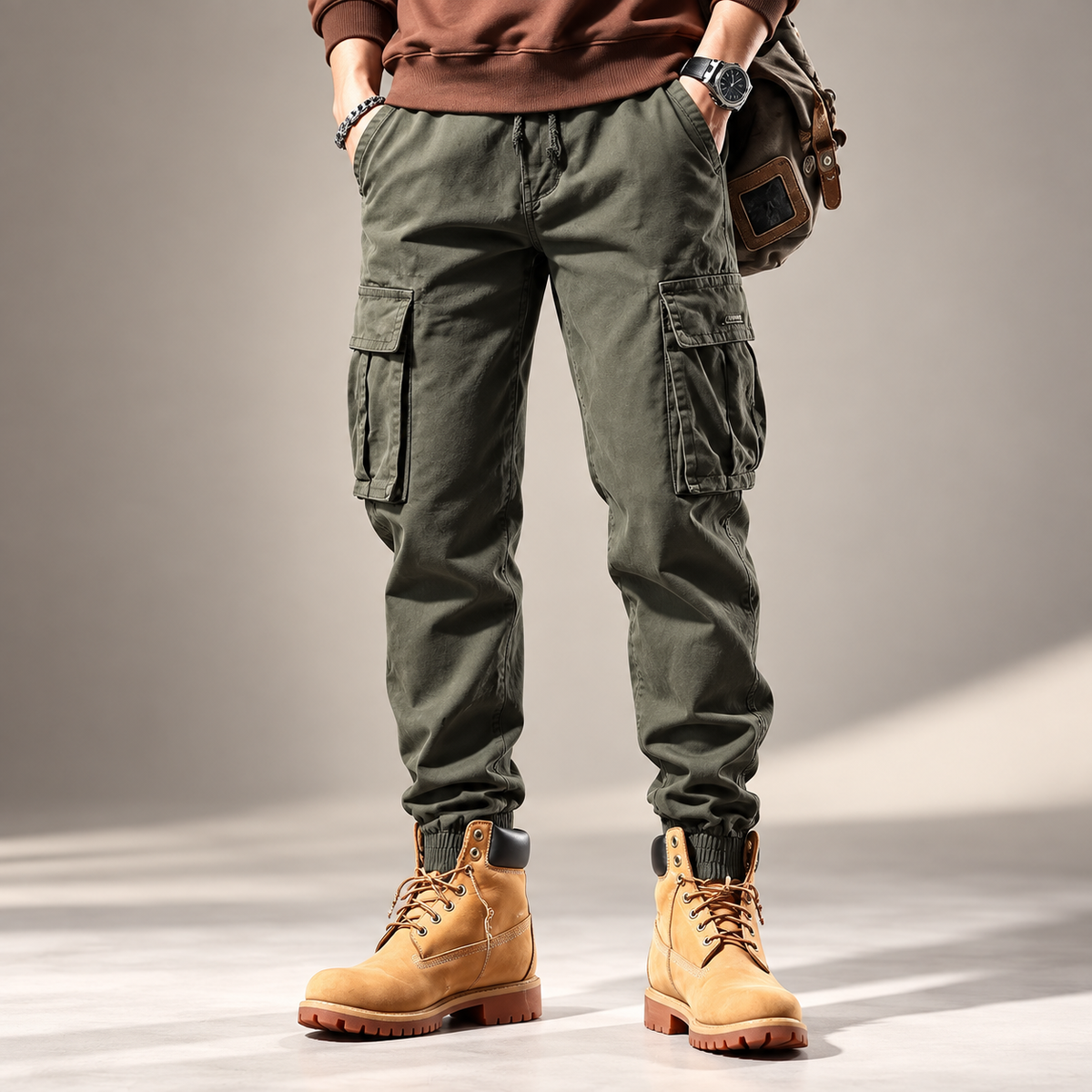 Matteo Multi-Pocket Utility Cargo Jogger Pants
