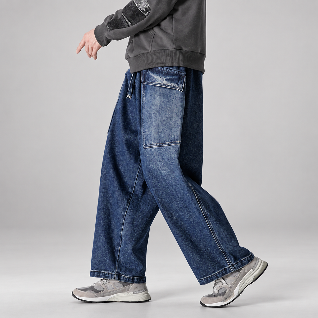 Matteo Men’s Wide-Leg Drawstring Cargo Jeans