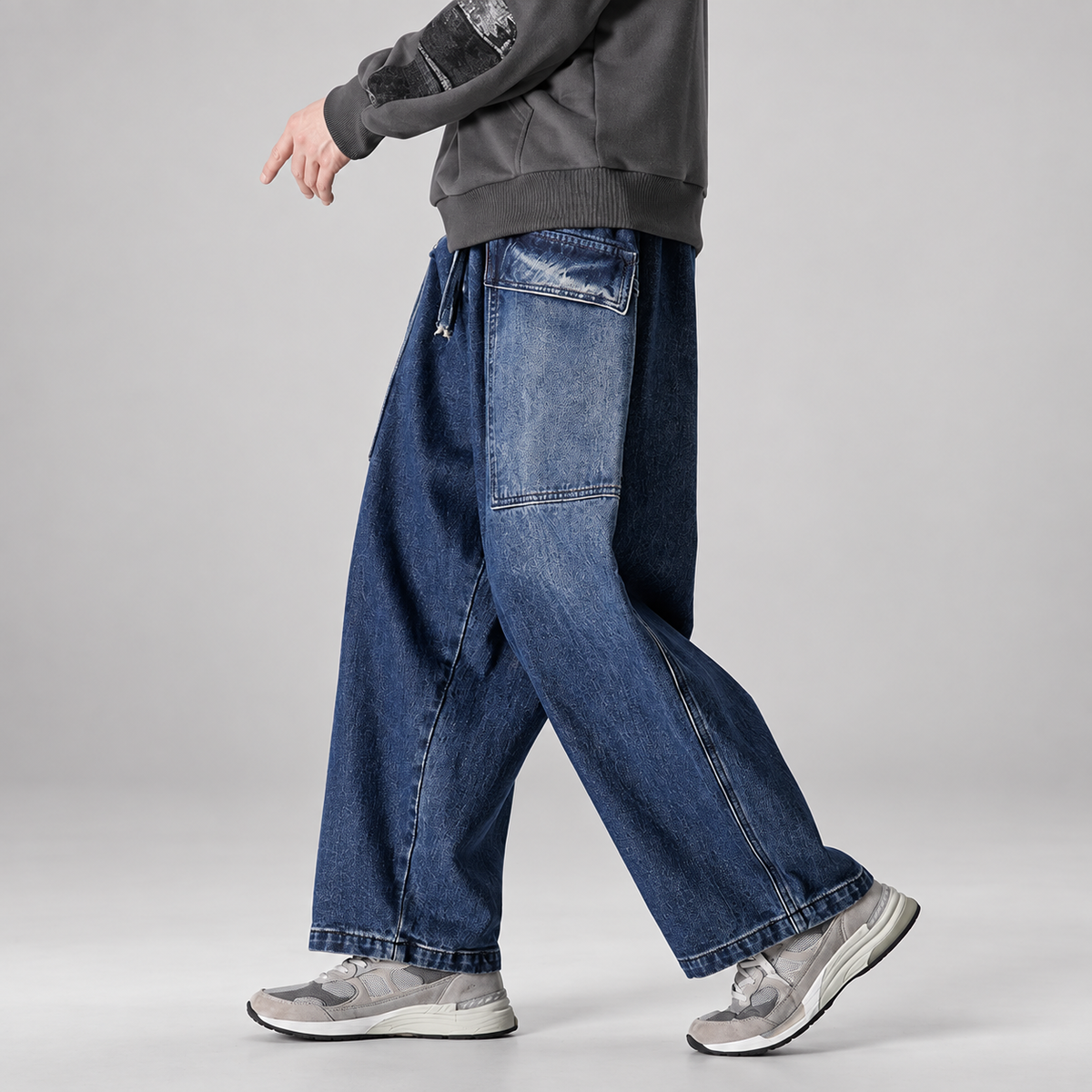 Matteo Men’s Wide-Leg Drawstring Cargo Jeans