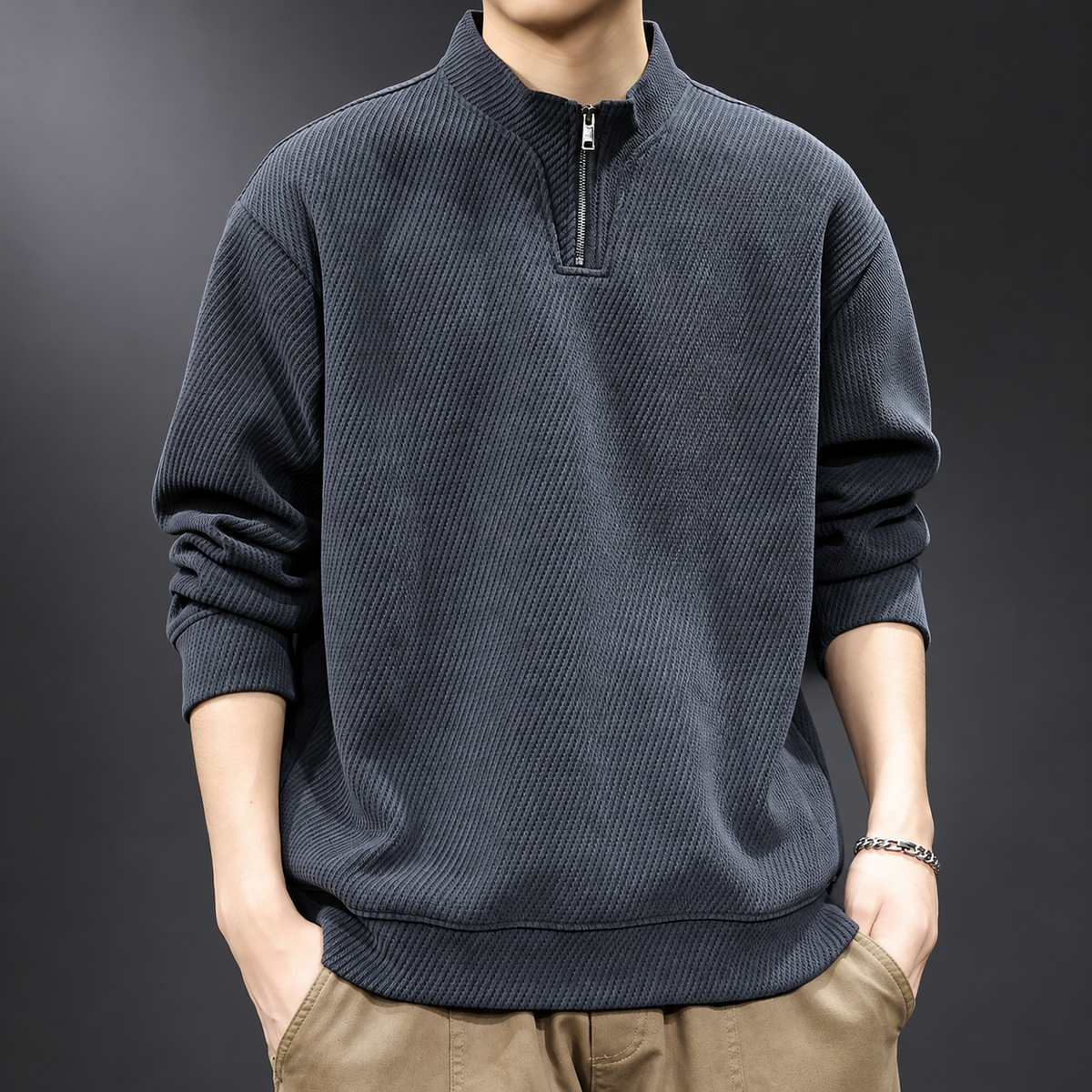 Matteo Men's Textured Quarter-Zip Pullover Sweater